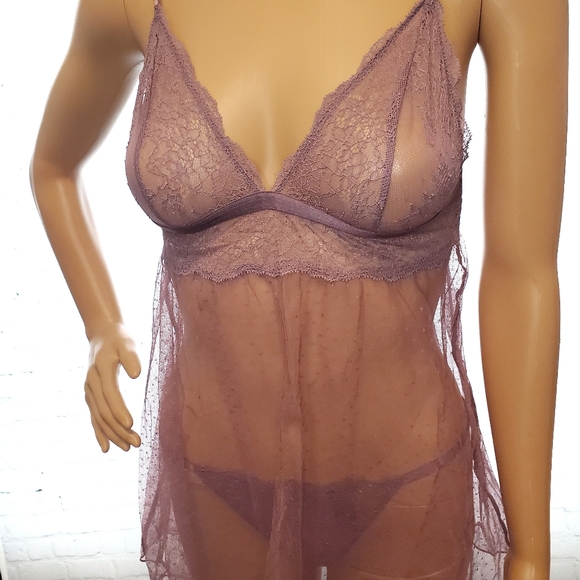 NWOT Victoria's Secret Lavender Lace Chemise Set - Picture 3 of 5